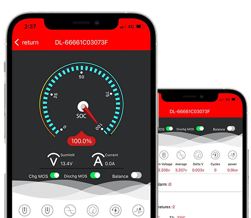 PURE EV mobile app interface displaying smart monitoring and control features for electric vehicles and energy storage systems.